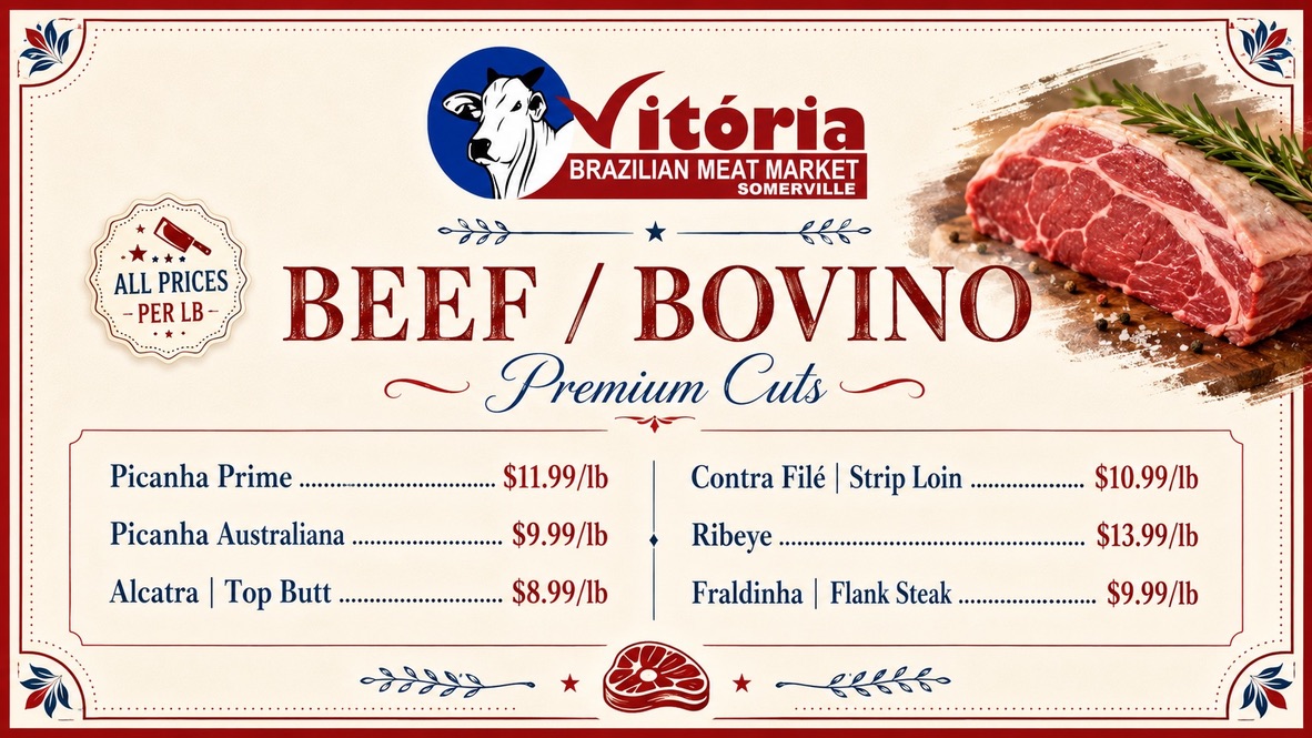 Vitória Brazilian Meat Market menu design